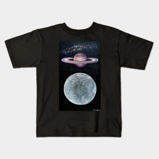 Saturn and Enceladus Kids T-Shirt